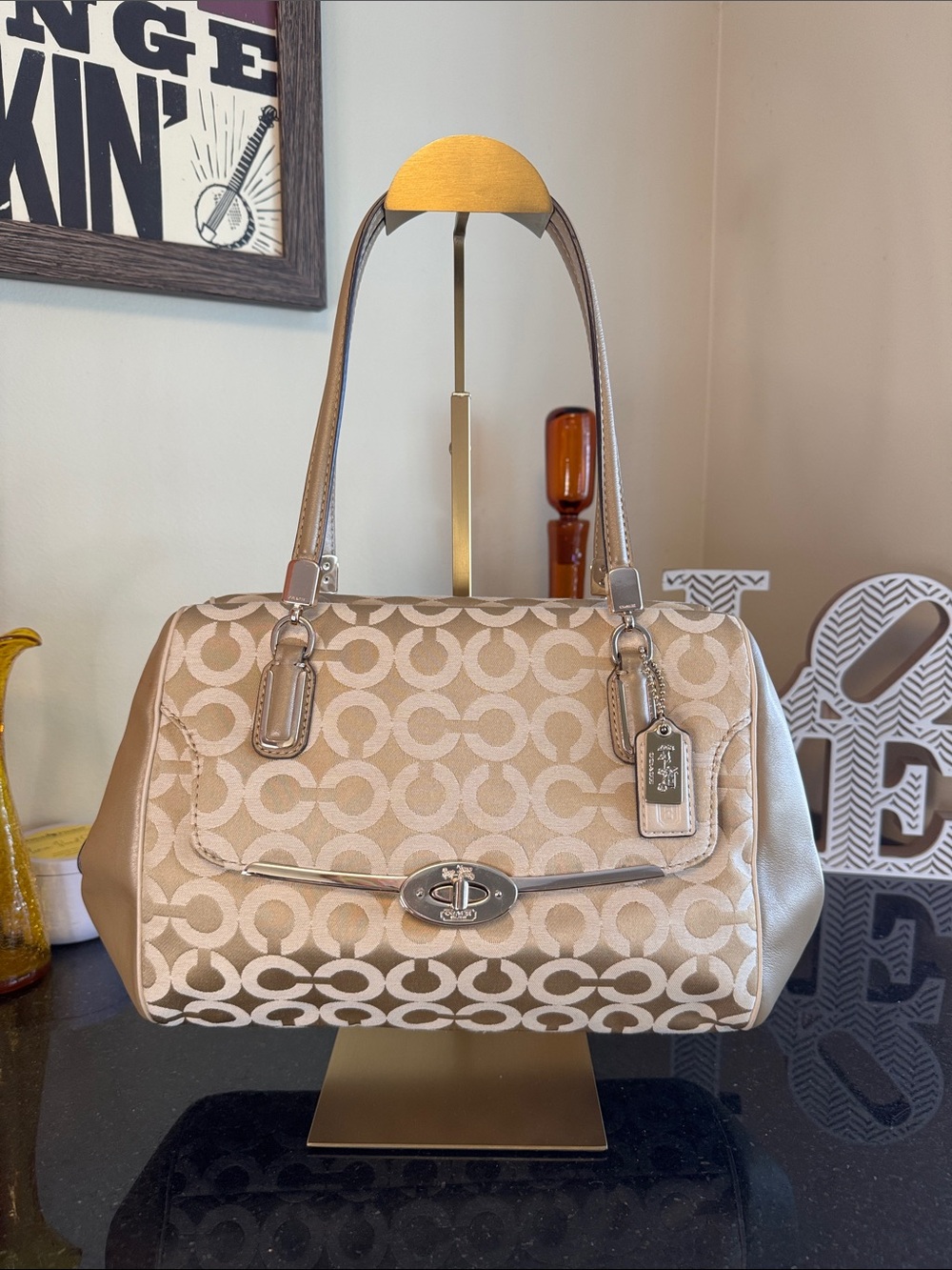 Coach Madison Madeline East/West Satchel in Op Art Sateen Fabric